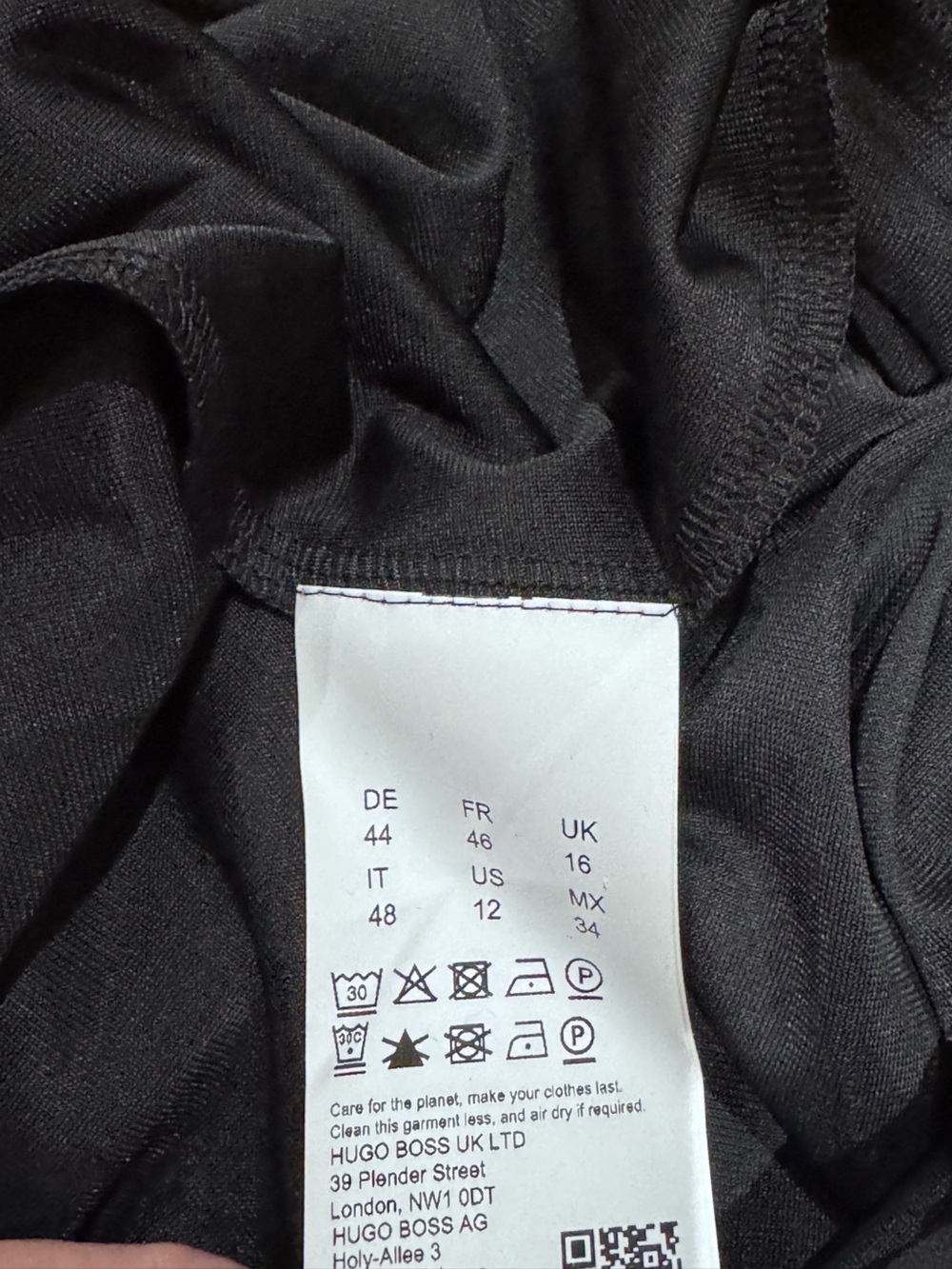 HUGO Hugo Boss Sz 12 Dress Kamani sleeveless midi asymmetrical Shift Black Goth - Picture 12 of 14